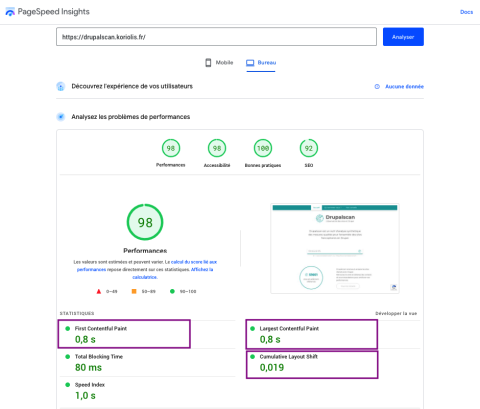 Outil de mesure des Core Web Vitals