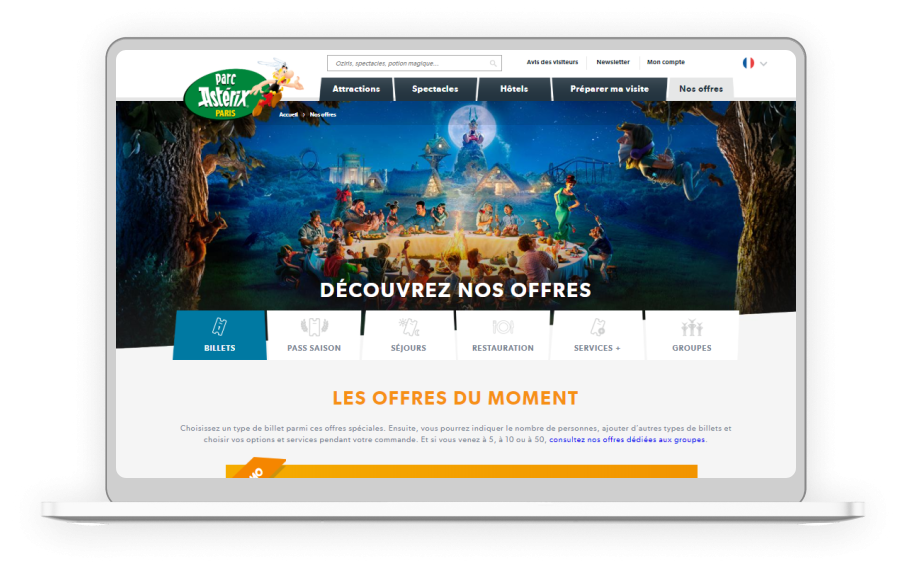 Site du Parc Astérix réalisé par Koriolis en Drupal