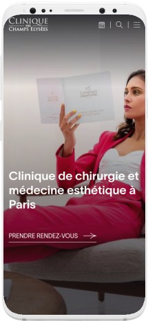 Capture d'ecran de l'accueil mobile du site de la Clinique des Champs-Elysées