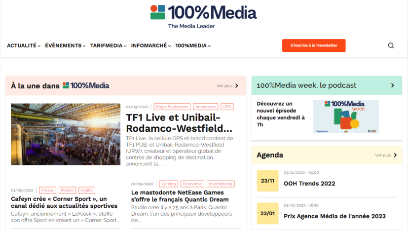 Homepage du site Offremedia, développé par Koriolis